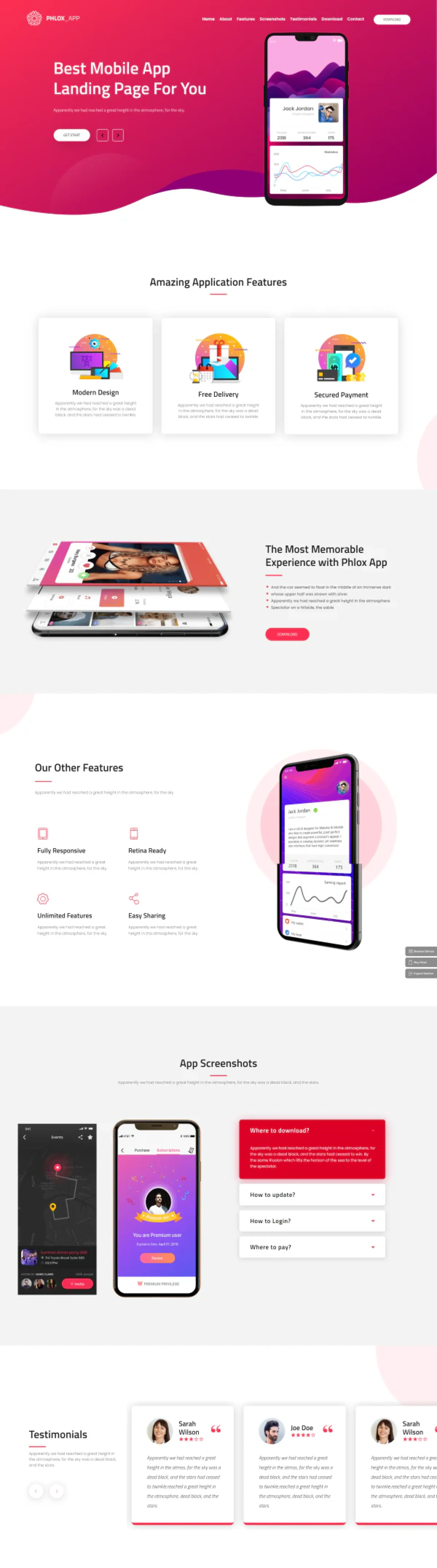 Page d’Atterrissage Moderne pour Applications Mobiles